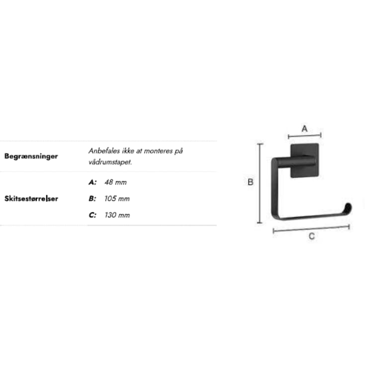 Beslagsboden Cube toiletrulleholder, mat sort