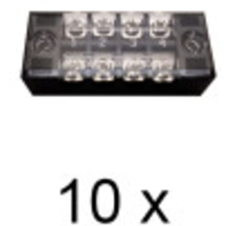 Terminal Block, 4 Udgange. Pakke med 10 stk.