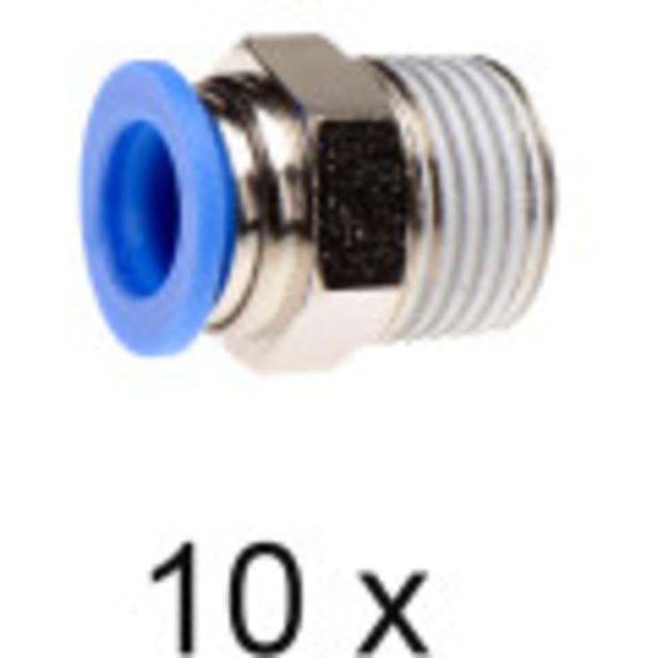 Overgang 1/2". Push-In 12mm. Hunn. Pakke med 10 stk.