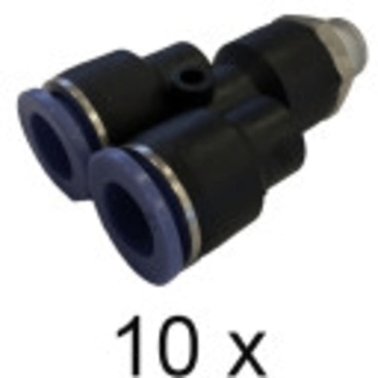 Overgang 1/4". Push-In Y-2X12mm. Hun/Hun. Pakke med 10 stk.
