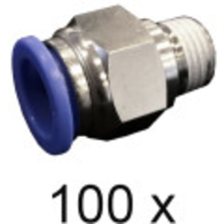 Overgang 1/4". Push-In 12mm. Hun. Pakke med 100 stk.