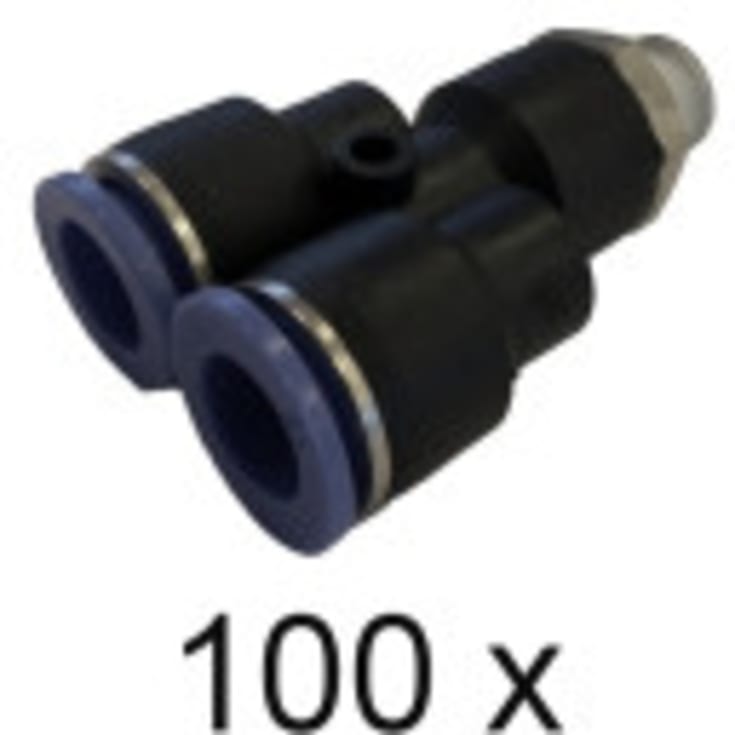 Overgang 1/4". Push-In Y-2X12mm. Hun/Hun. Pakke med 100 stk.