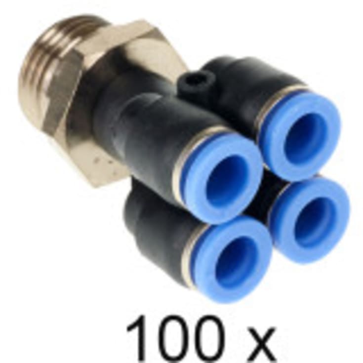 Overgang 1/2". Push-In 4X8mm. Hun. Pakke med 100 stk.