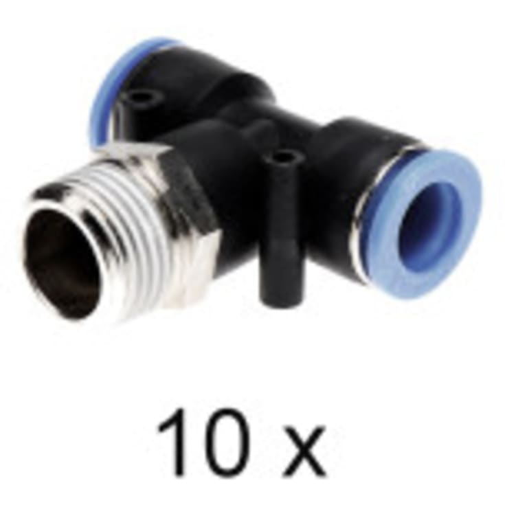 Overgang 1/2". Push-In T-2X12mm. Hunn/Hunn. Pakke med 10 stk.