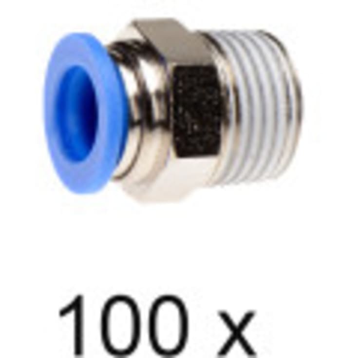 Overgang 1/2". Push-In 12mm. Hun. Pakke med 100 stk.