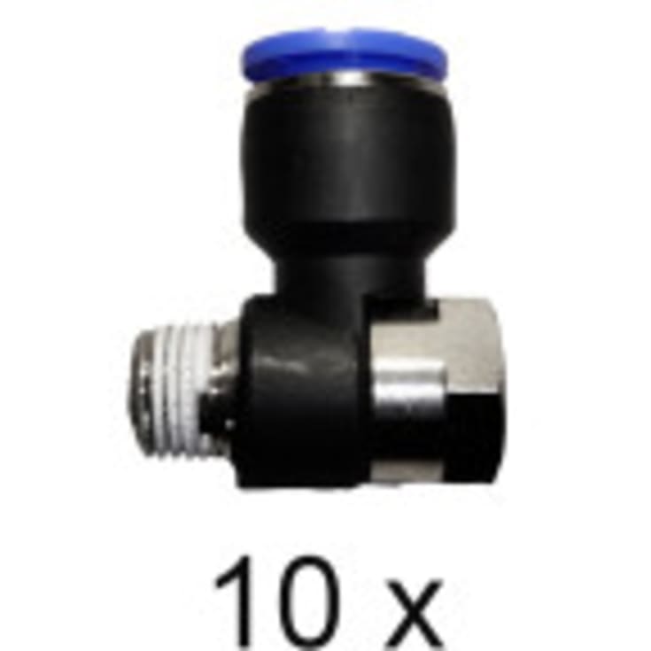 Transition 1/4". Push-In banjo 12mm. Hunn. Pakke med 10 stk.