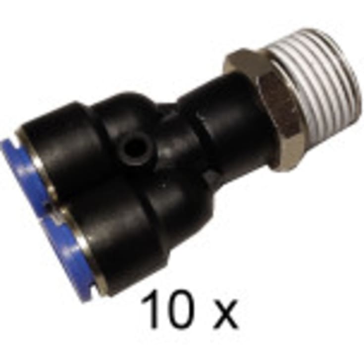 Overgang 1/2". Push-In Y-2X10mm. Hunn/Hunn. Pakke med 10 stk.