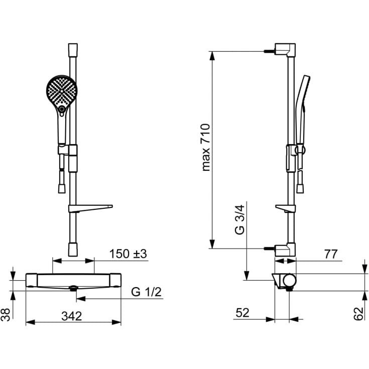 Oras Optima Style brusesæt, krom