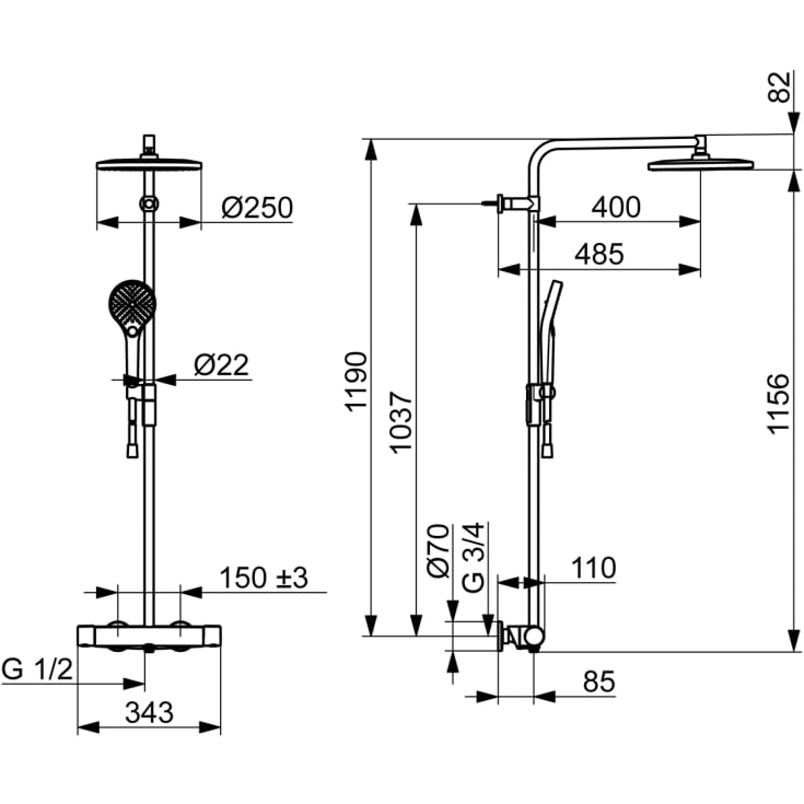 Oras Optima Style brusesæt, mat sort
