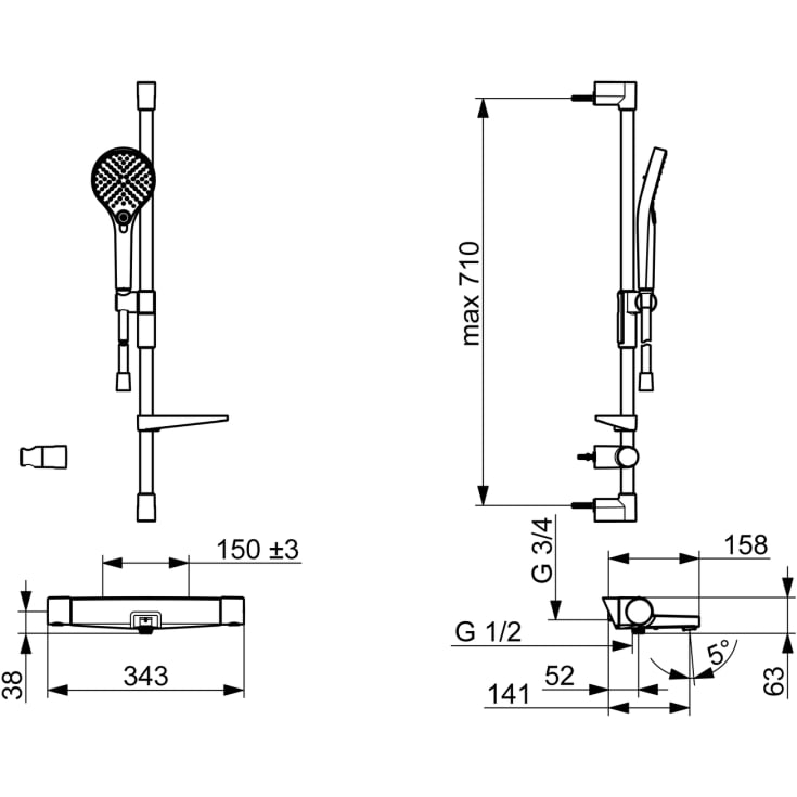 Oras Optima Style Eco kararmatur med brusesæt, krom