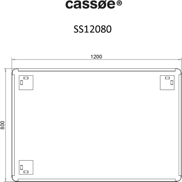 Cassøe spejl, 120x80 cm, sort