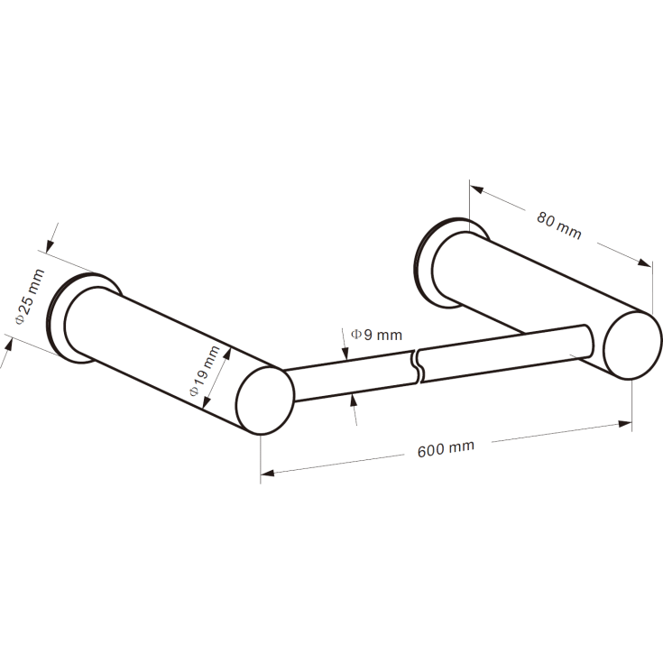 Cassøe A3 håndklædestang, 60cm, børstet kobber