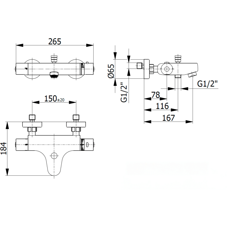 Cassøe kararmatur, poleret messing