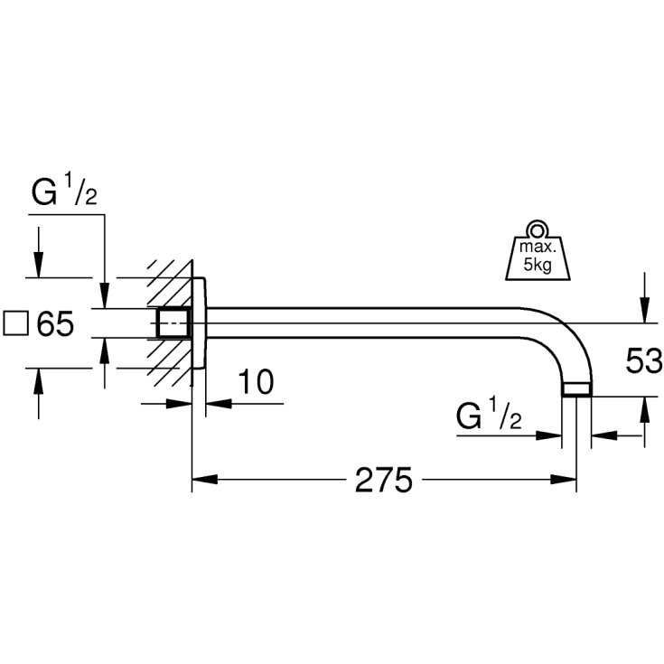 Grohe Rainshower brusearm, krom