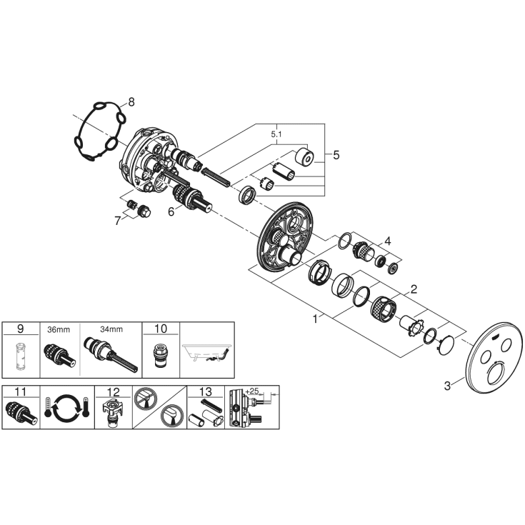 Grohe Grohtherm SmartControl brusearmatur, krom