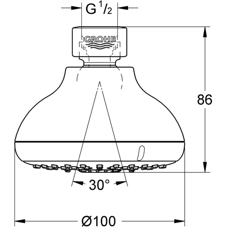 Grohe Tempesta brusehoved, Ø10 cm, vandbesparende, krom