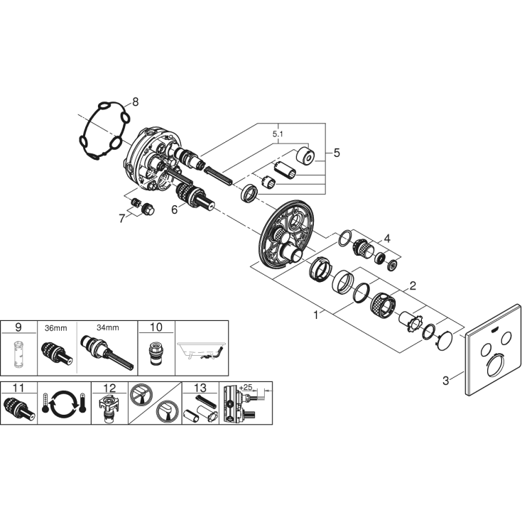 Grohe Grohtherm SmartControl brusearmatur, krom