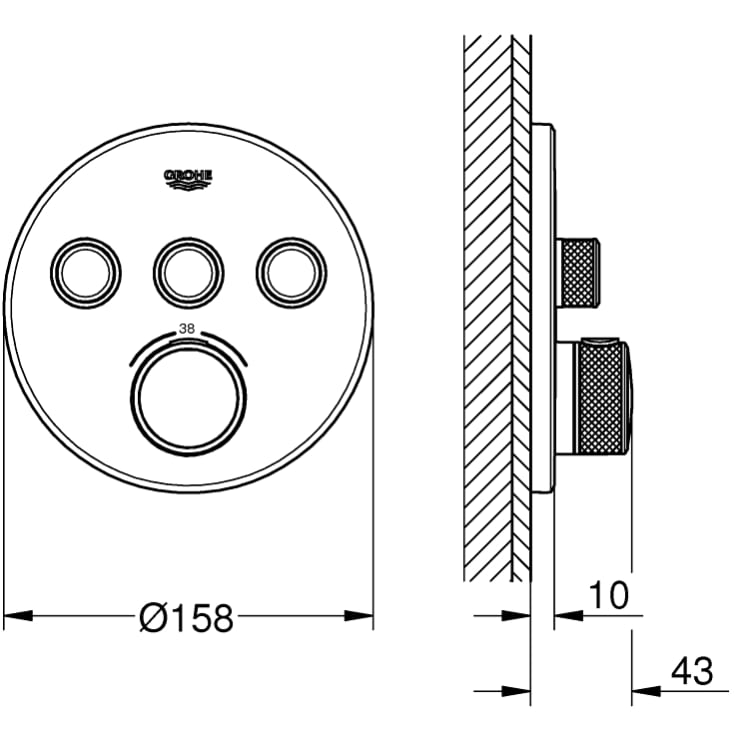 Grohe Grohtherm SmartControl brusearmatur, krom
