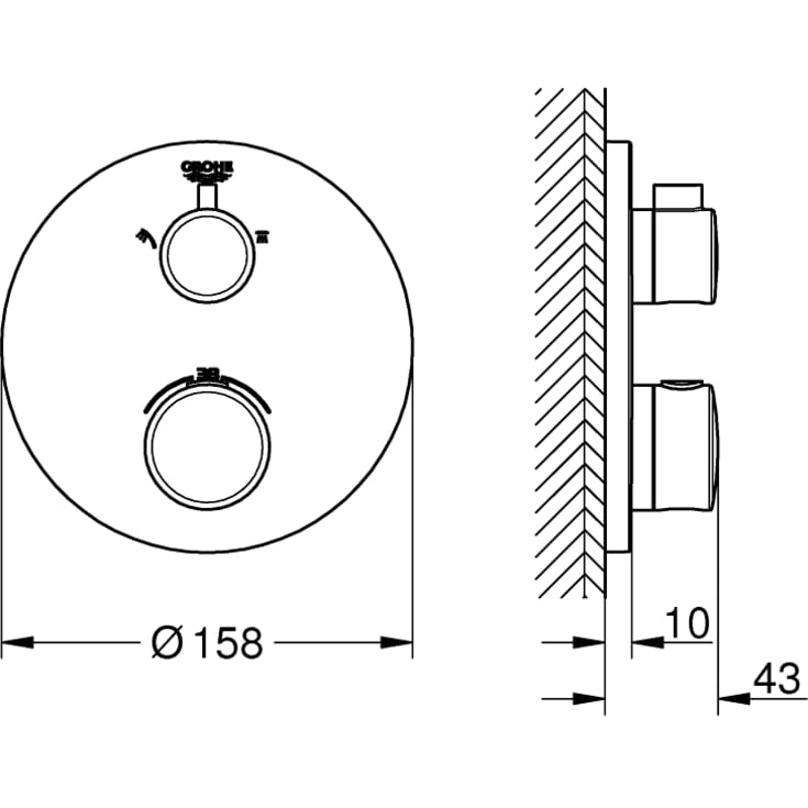 Grohe Grohtherm brusearmatur, krom