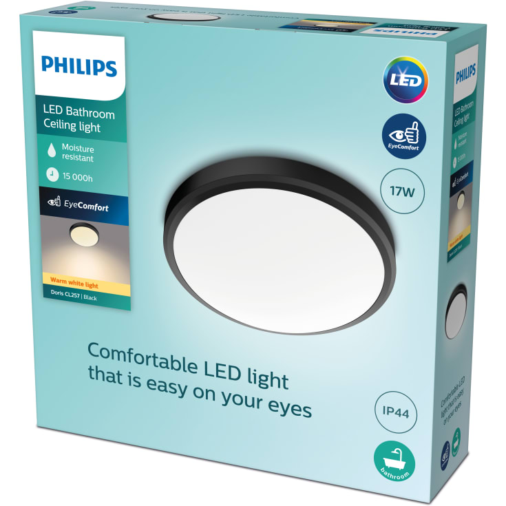 Philips myBathroom Doris plafond, sort, Ø35 cm