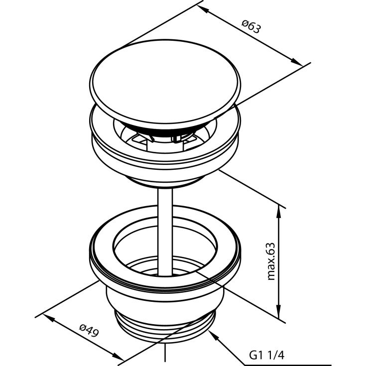 Damixa bundventil, push-open, mat hvid