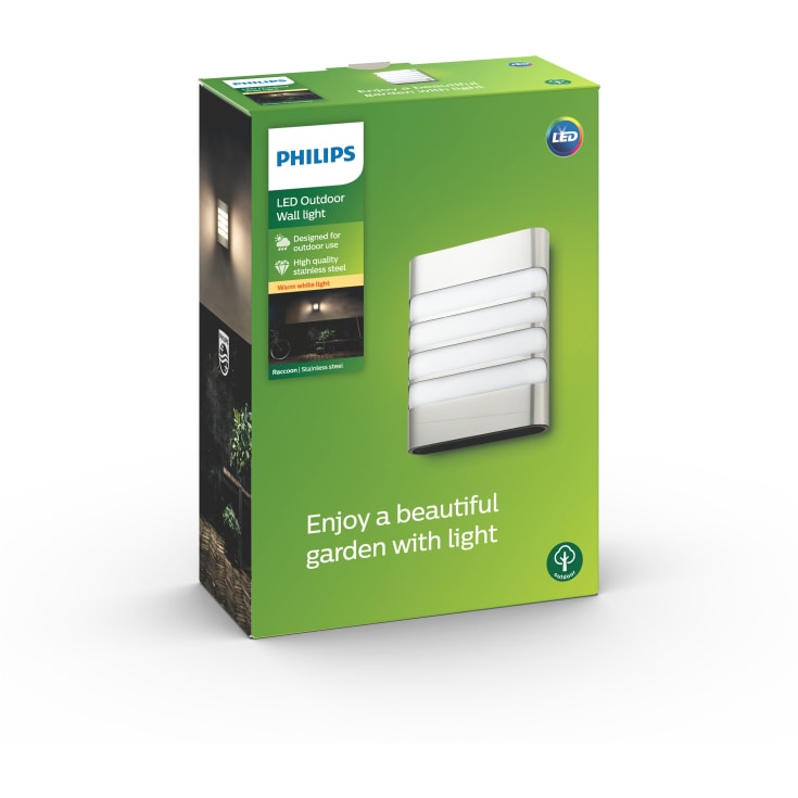 Philips myGarden Racoon vägglampa utomhus, stål
