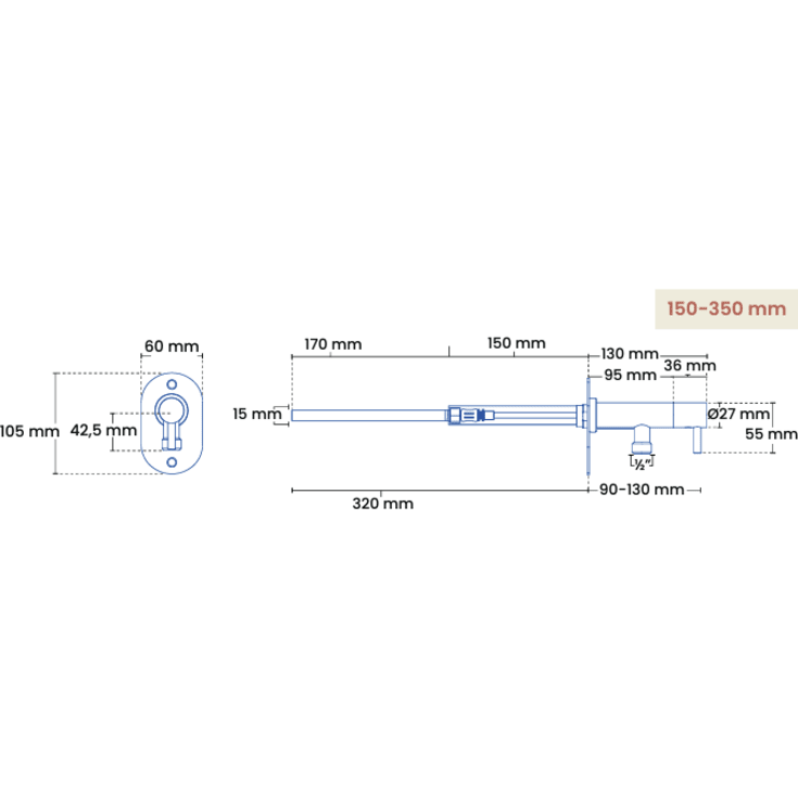 Frostline Eqi Wall udendørshane, til 15-35 cm væg, kobber