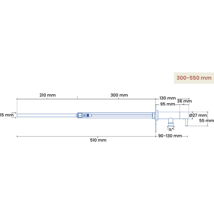 Frostline Eqi Wall udendørshane, til 30-55 cm væg, rustfrit stål