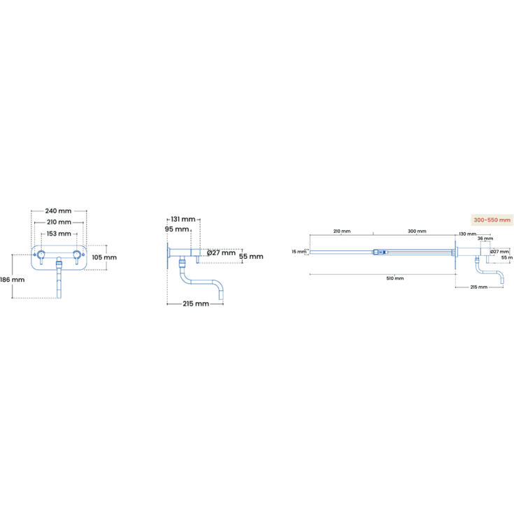 Frostline Eqi udendørs køkkenvandhane, til 30-55 cm væg, rustfrit stål
