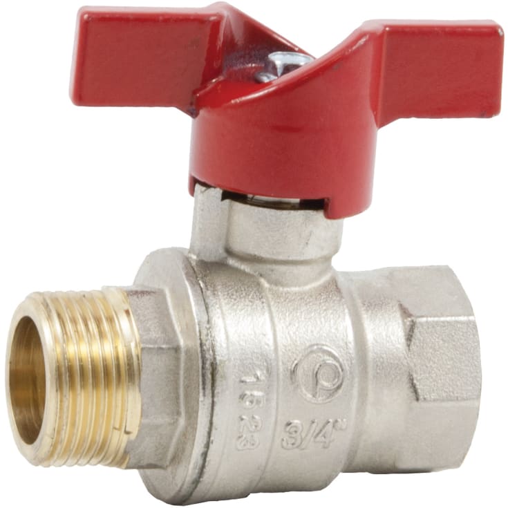 24 stk Kuglehane "New Compact" fuldt gennemløb. m/n. Rødt T-greb 3/4"