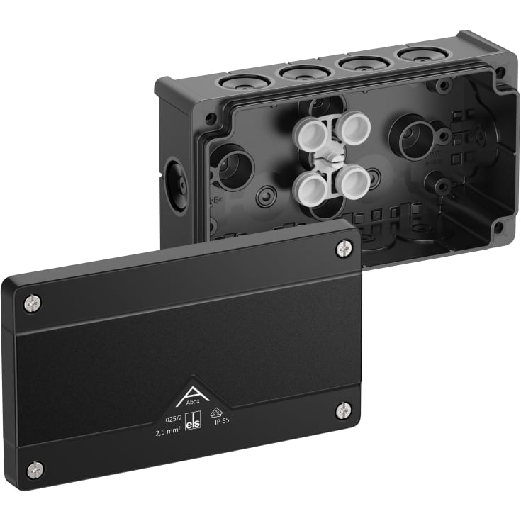 Forgreningsdåse Abox 025/2-L/sw sort