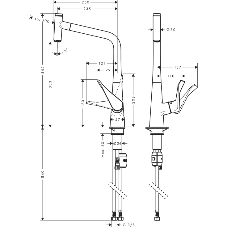 Hansgrohe Metris Select M71 320 kjøkkenarmatur, uttrekkbar tut, krom