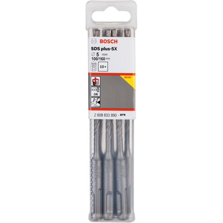 Bosch 4-skærs hammerbor SDS-plus-5X, 5x100/160 mm, 10 stk.