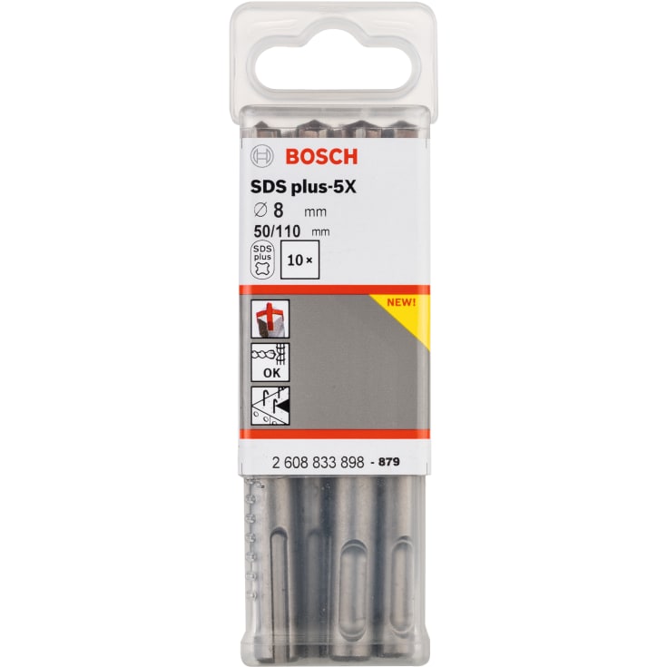 Bosch 4-blads hammerbor SDS-plus-5X, 8x50/110 mm, 10 stk.