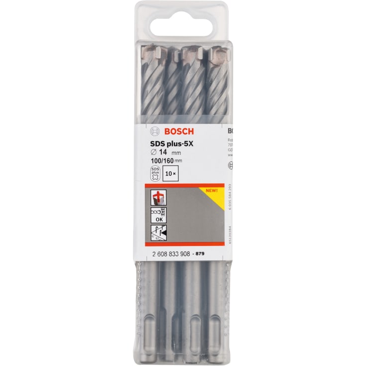 Bosch 4-skærs hammerbor SDS-plus-5X, 14x100/160 mm, 10 stk.