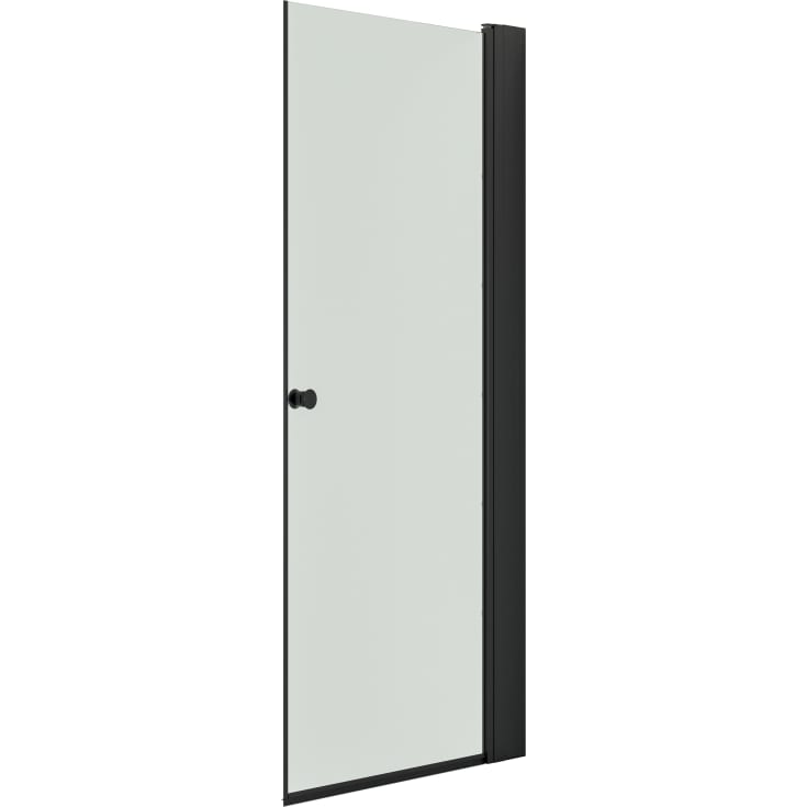 Dansani Match duschdörr, modell A+Tower rack, 77 cm, klart glas, svart profil