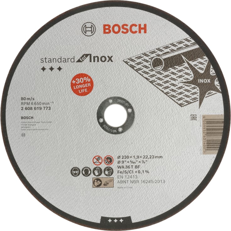 25 stk Bosch skæreskive, Standard for INOX/Steel, Ø230/22,2 x 1,9 mm