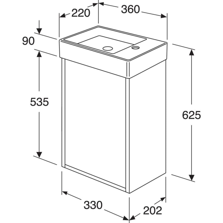 Gustavsberg Artic Small møbelpakke, 36x22 cm, lyserød