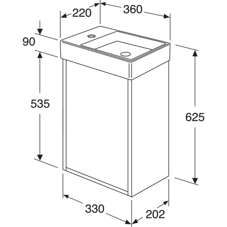 Gustavsberg Artic Small møbelpakke, 36x22 cm, grå