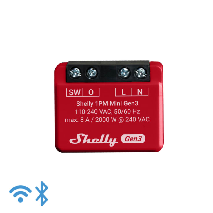 Shelly Plus Mini relæ med Wi-Fi og effektmåling