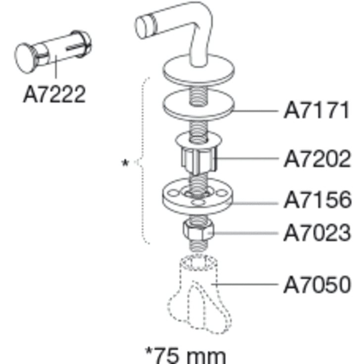 Pressalit Fast beslag, lang rustfri