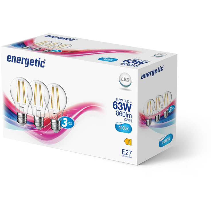 Nordlux E27 stanardpære, 8,6W, 4000K, 3-pak