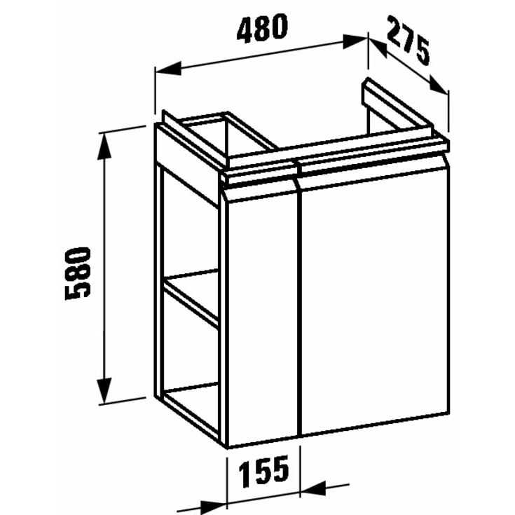 Laufen Pro underskab, 48x28 cm, venstre, hvid