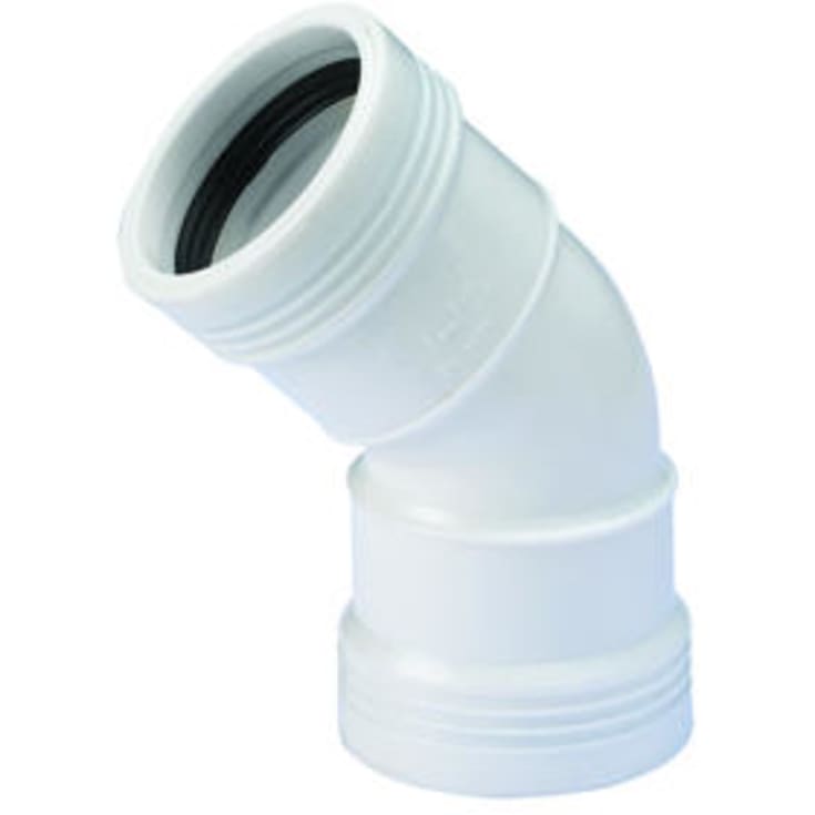 Wavin Wafix afløbsbøjning, 45°, Ø32 mm, plast, hvid