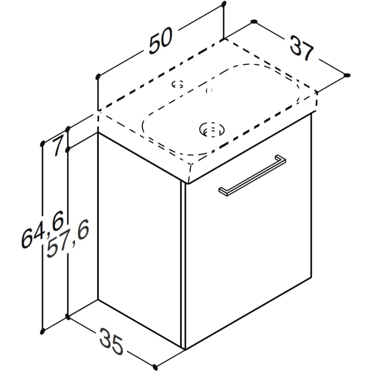 Dansani underskab, hvid, 50 cm