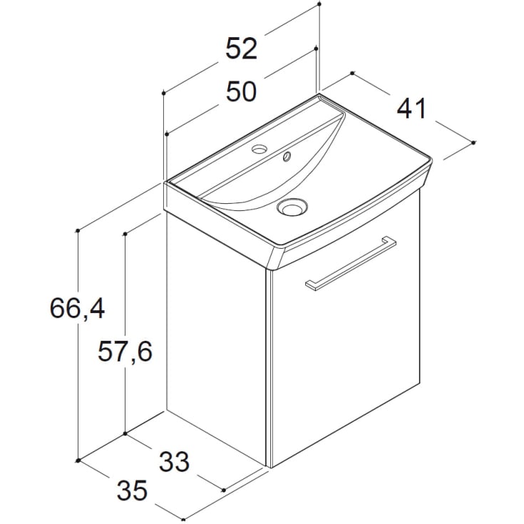 Dansani Mido underskab, 50x35 cm, mat hvid