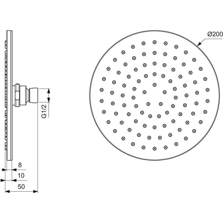 Ideal Standard Idealrain takdusch, Ø20 cm, krom