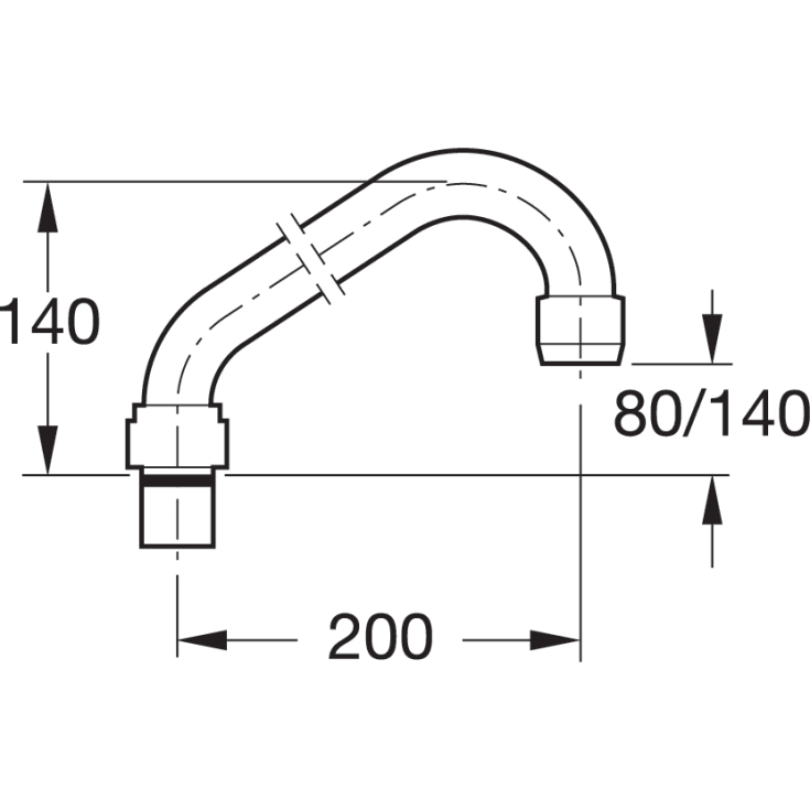 Børma 3/4" J-tud 200 mm, krom
