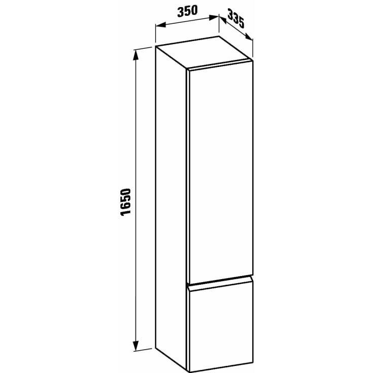 Laufen Pro S høyskap, 35x165 cm, venstre, svart