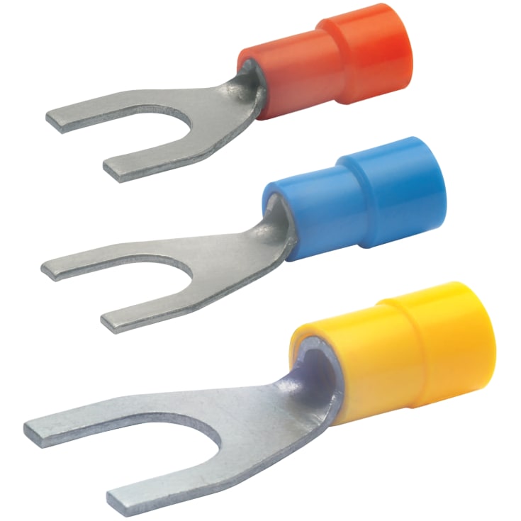 100 stk Pladekabelsko Isoleret M4, 4-6 mm², gaffelformet